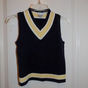 JANIE & JACK Navy Blue Yellow Vneck Sweater Vest Cable Sz 4T Boys